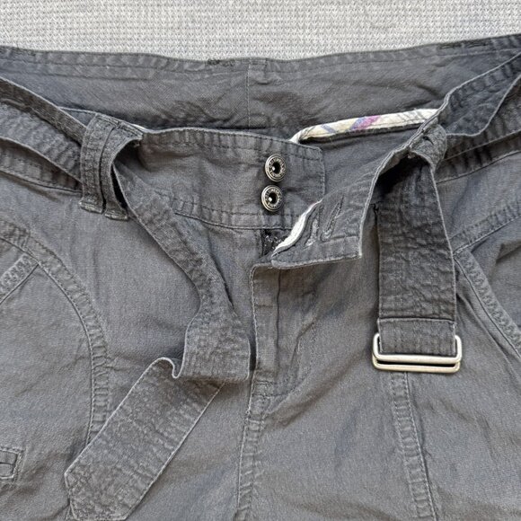 Columbia Womens Gray Cargo Capri Pants Size 4 Pockets Belted Double Button Waist - Picture 7 of 15